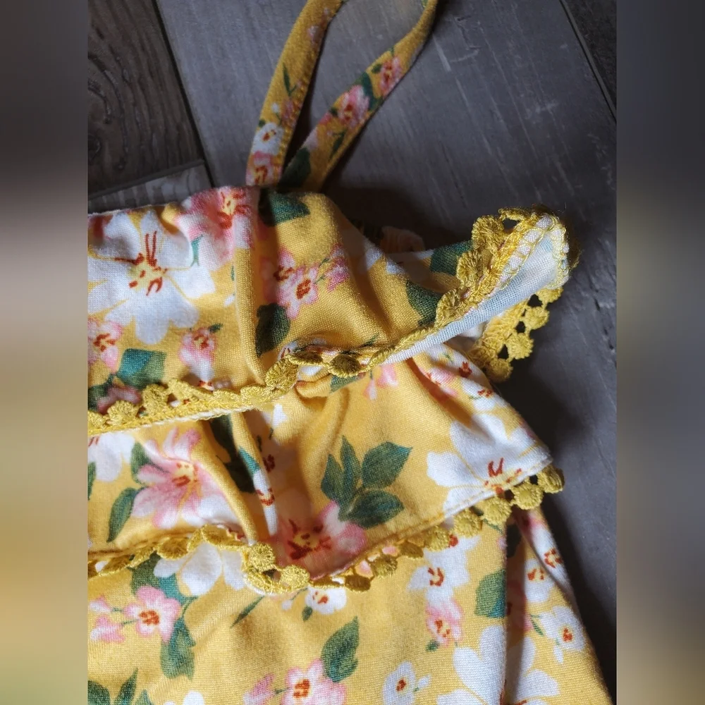 Btween Yellow Green & Pink Floral Toddler Girl Casual Summer Shorts Outfit Set - Picture 10 of 16
